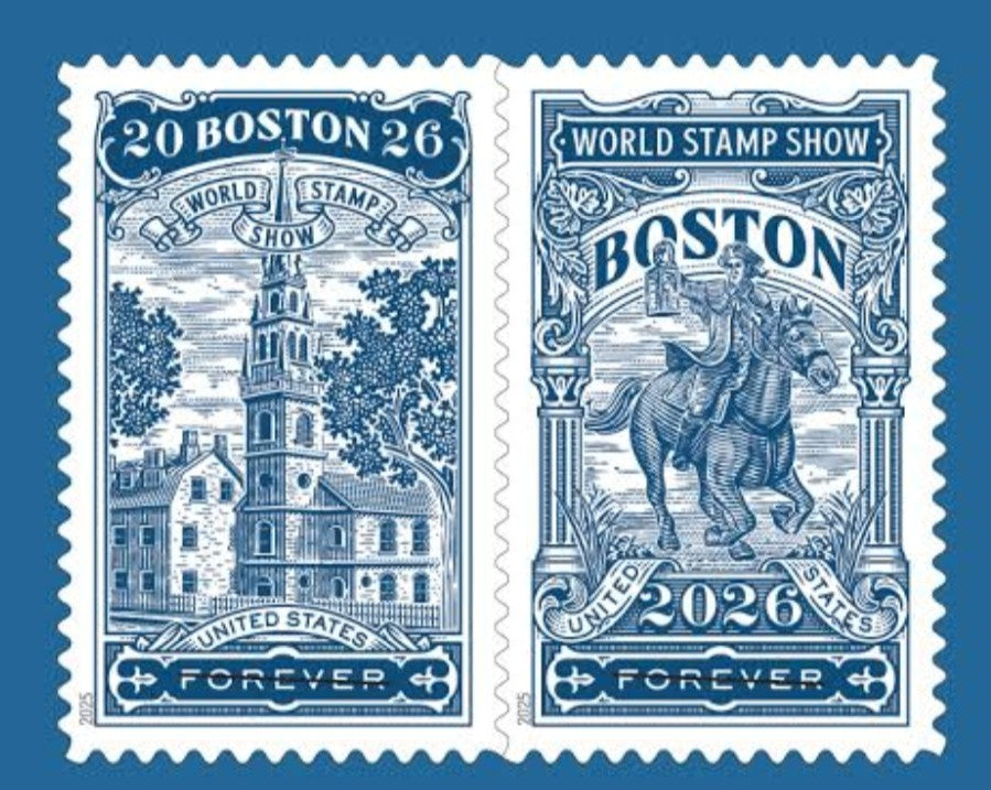 2026 Boston World Stamp Show Forever USA Stamp Booklet, Boston, Multicolor