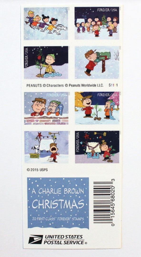2015 Charlie Brown Christmas Forever USA Stamp Booklet Of 20, Multicolor