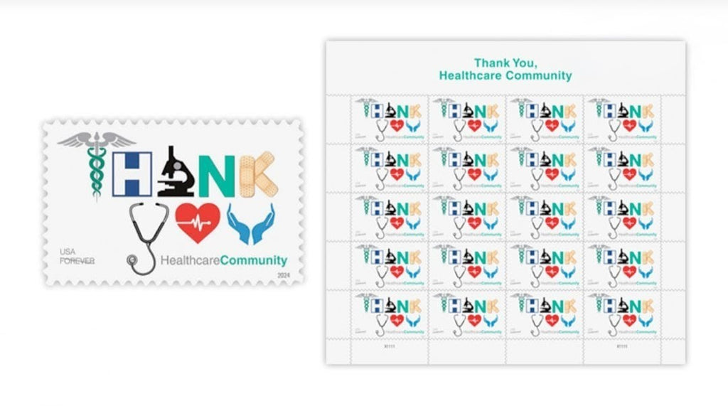 2024 Thank You Healthcare Forever USA Stamp Sheet Of 20, Multicolor