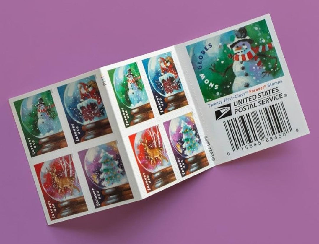 2023 Snow Globe Forever USA Stamp Booklet Of 20, Multicolor