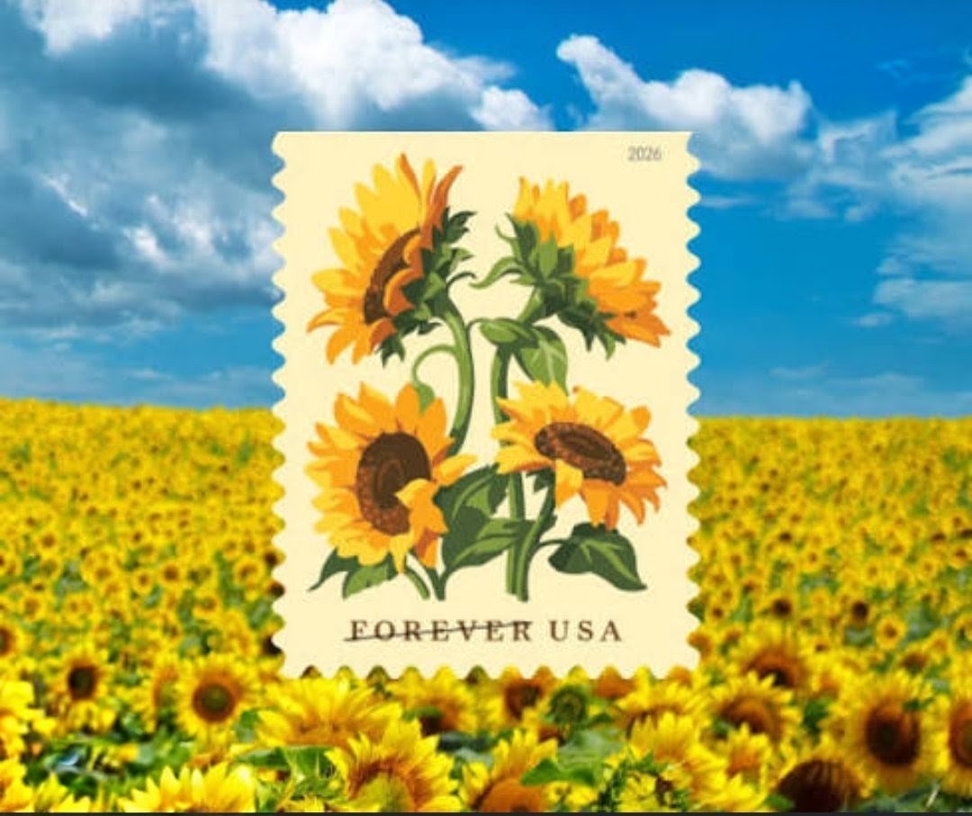 USPS 2026 Sunflowers Stamps Booklet of 20, Flower, Collectible