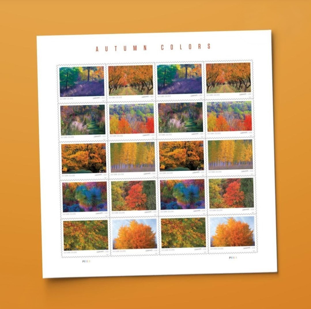 2024 Autumn Colors Forever USA Stamp Sheet Of 20, Multicolor
