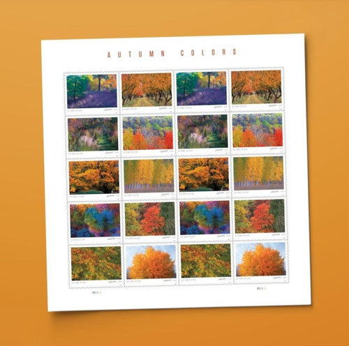 2024 Autumn Colors Forever USA Stamp Sheet Of 20, Multicolor