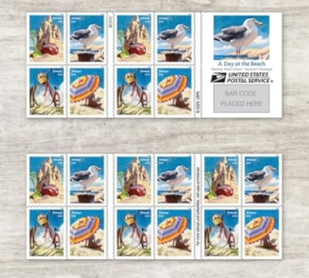 USPS 2026 A Day At The Beach Stamps Booklet of 20, Ocean, Collectible