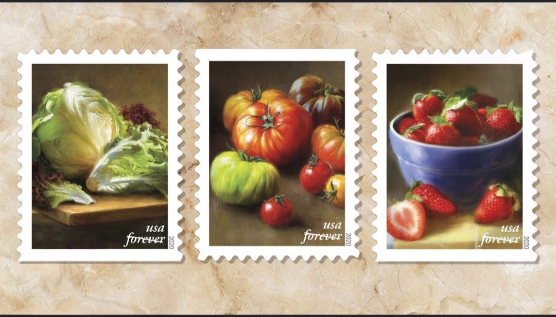 USPS 2020 Fruits & Vegetables Forever Stamps Booklet of 20
