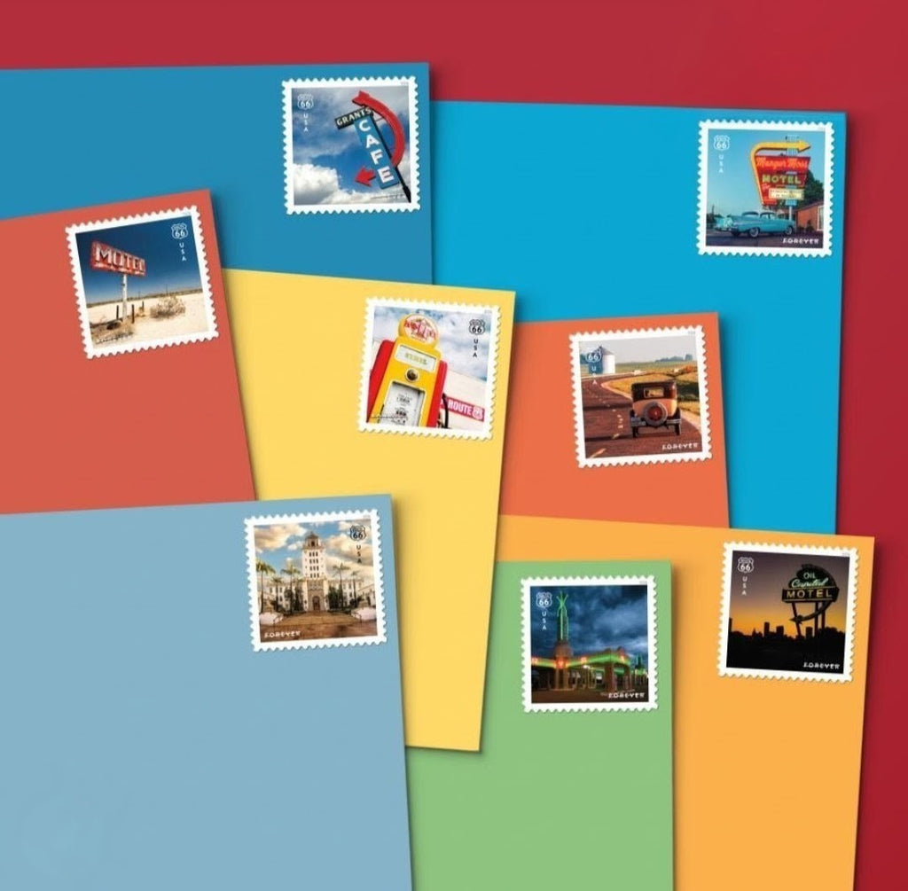 2026 Route 66 Forever USA Stamp Sheet Of 16, Multicolor
