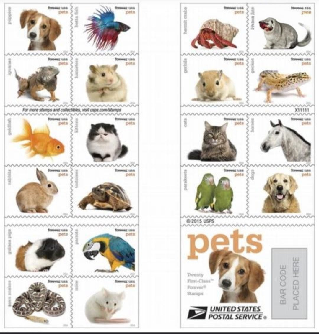 2016 PETS Forever USA Stamp Booklet Of 20, Multicolor