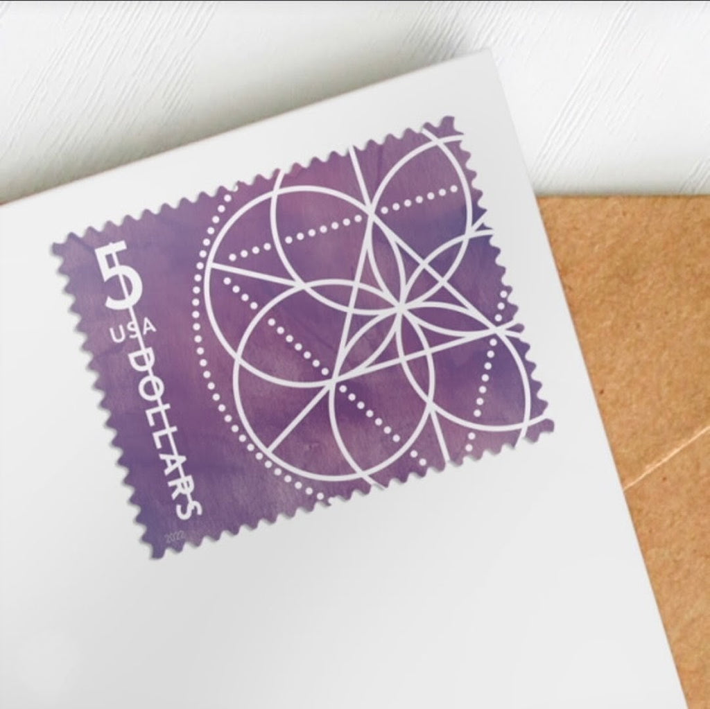 $5 Floral Geometry USA Stamp Sheet Of 10, Multicolor