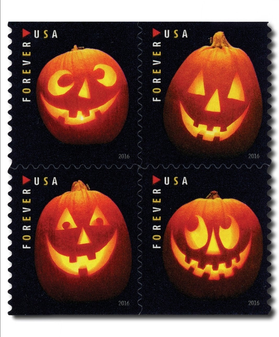 2016 Jack-o'-Lantern Forever USA Stamp Booklet, Pumpkin, Multicolor