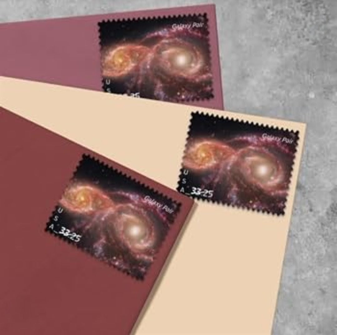 2026 Galaxy Pair $33.25 USA Stamp Sheet Of 4, Multicolor