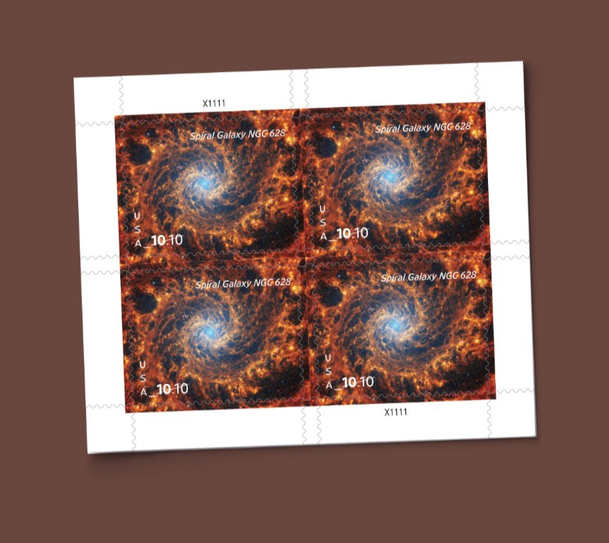 2025 Spiral Galaxy NGC 628 $10.10 USA Stamp Sheet Of 4, Multicolor