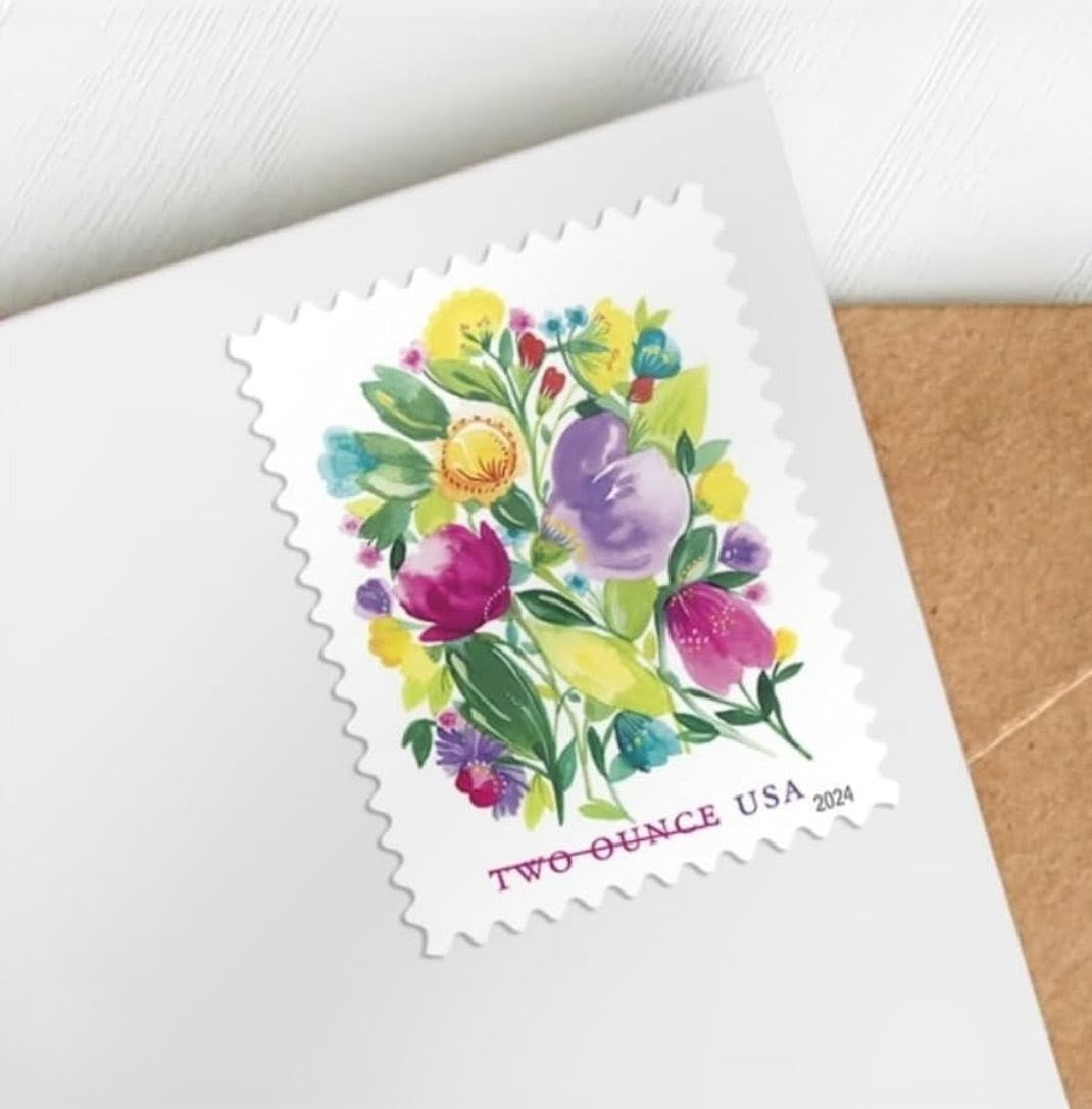 2024 Wedding Blooms 2oz USA Stamp Sheet Of 20, Multicolor