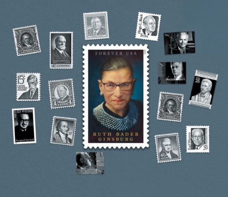 USPS 2023 Ruth Bader Ginsburg Forever Stamps Sheet of 20, Celebrity