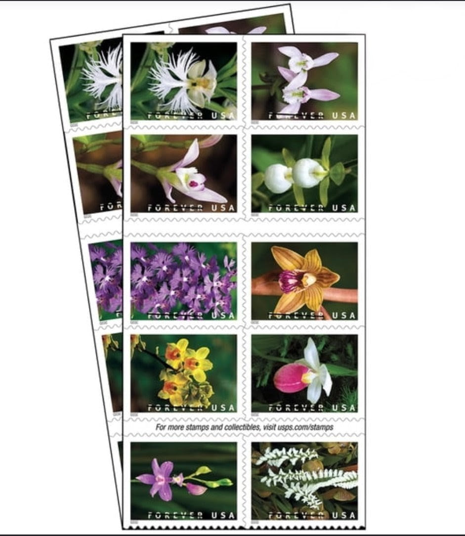 USPS 2020 Wild Orchids Forever Stamps Booklet of 20, Floral