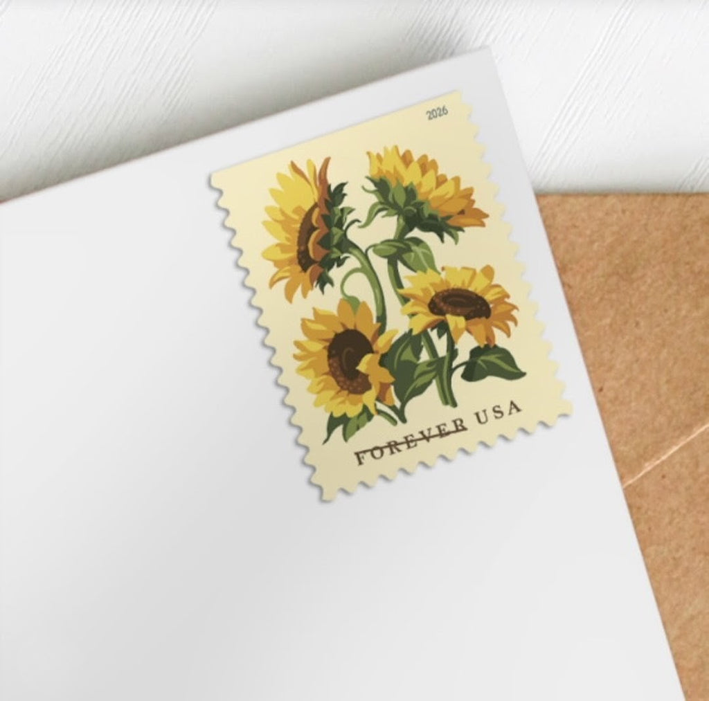 USPS 2026 Sunflowers Stamps Booklet of 20, Flower, Collectible