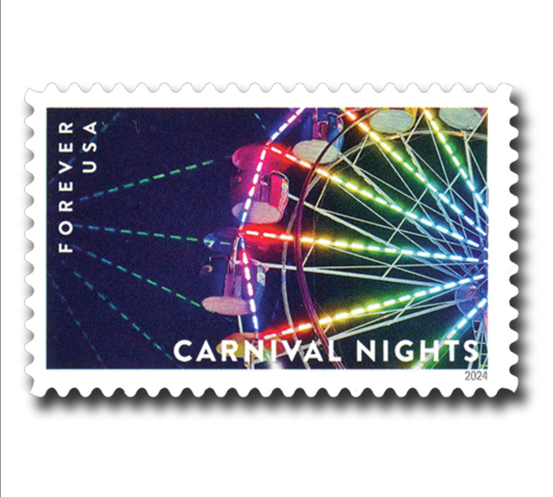 USPS 2024 Carnival Nights Forever Stamps Sheet of 20, Party, Fun